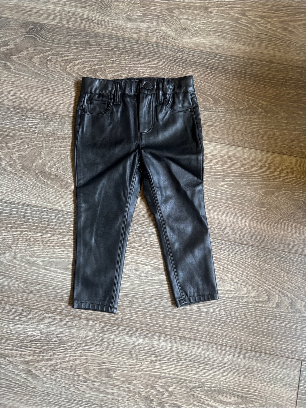 Kids Black Faux Leather skinny pants